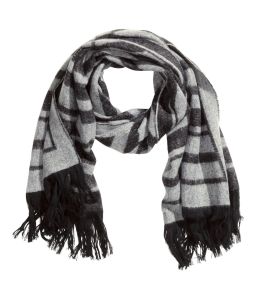 Ladies grey jacquard scarf